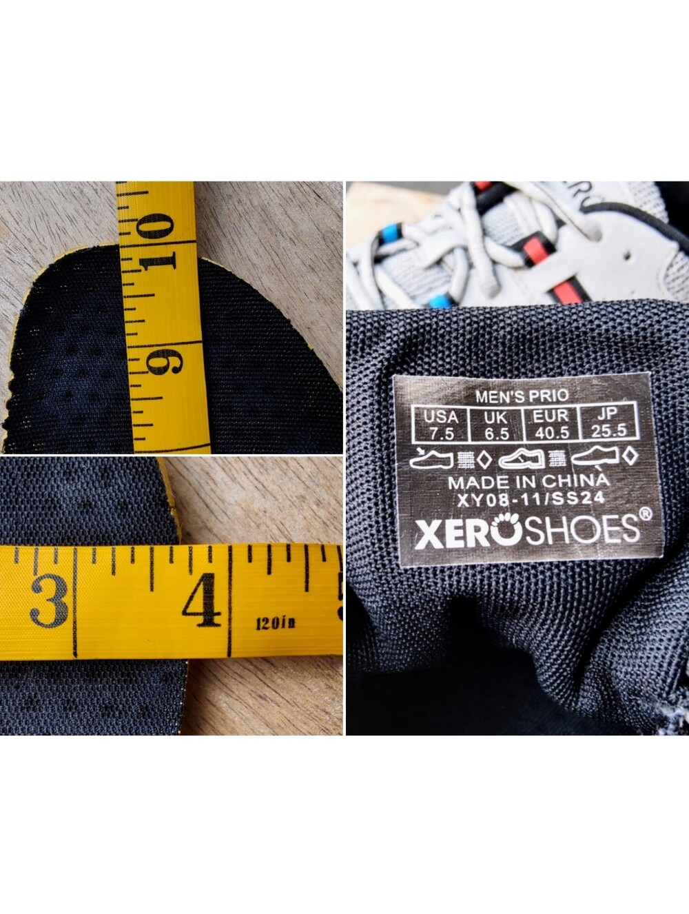 XERO Prio Barefoot Shoes Wide Toe Box Gray White Training Gym Sneaker Womens 9 - Picture 15 of 16